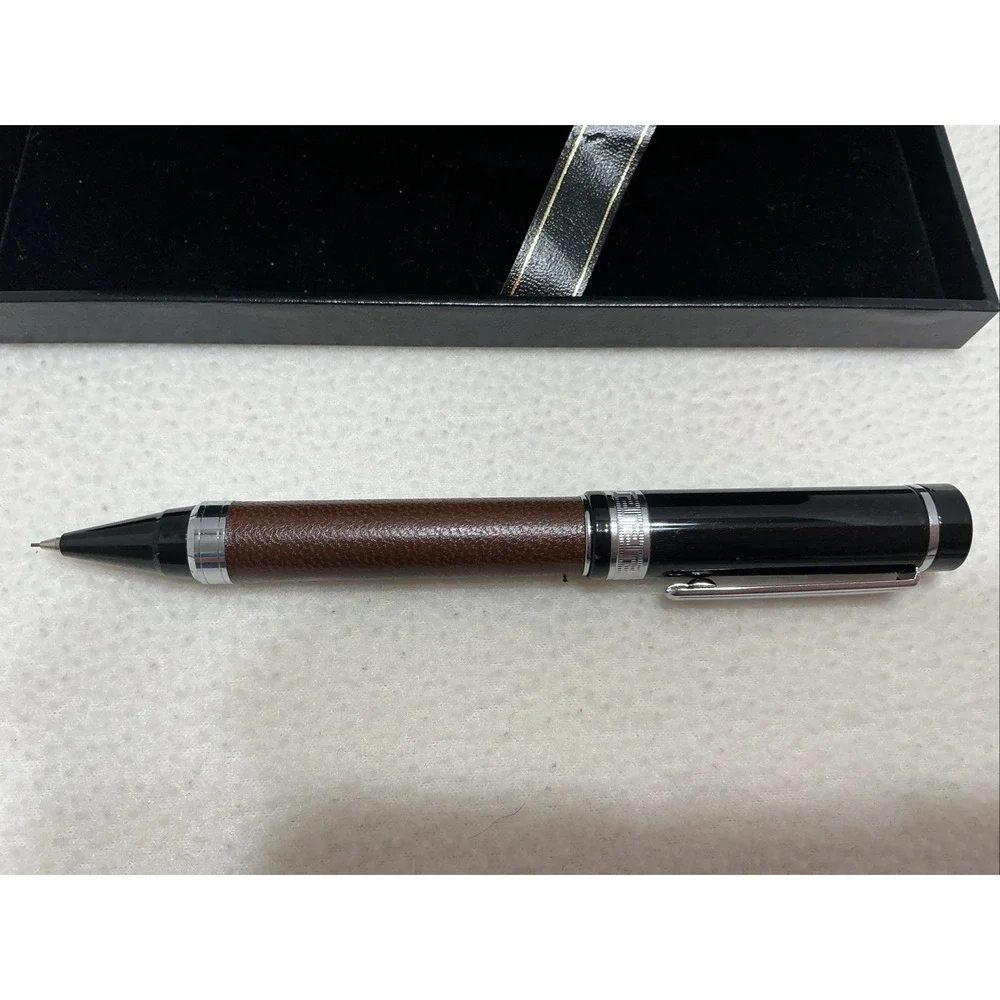 BOMBAY BROWN LEATHER WRAPPED BLACK ENAMEL Led Pencil IN BOX NOS